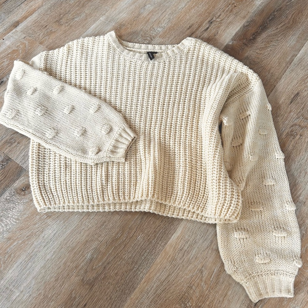 🤍moon & madison Cream Textured Knit Sweater